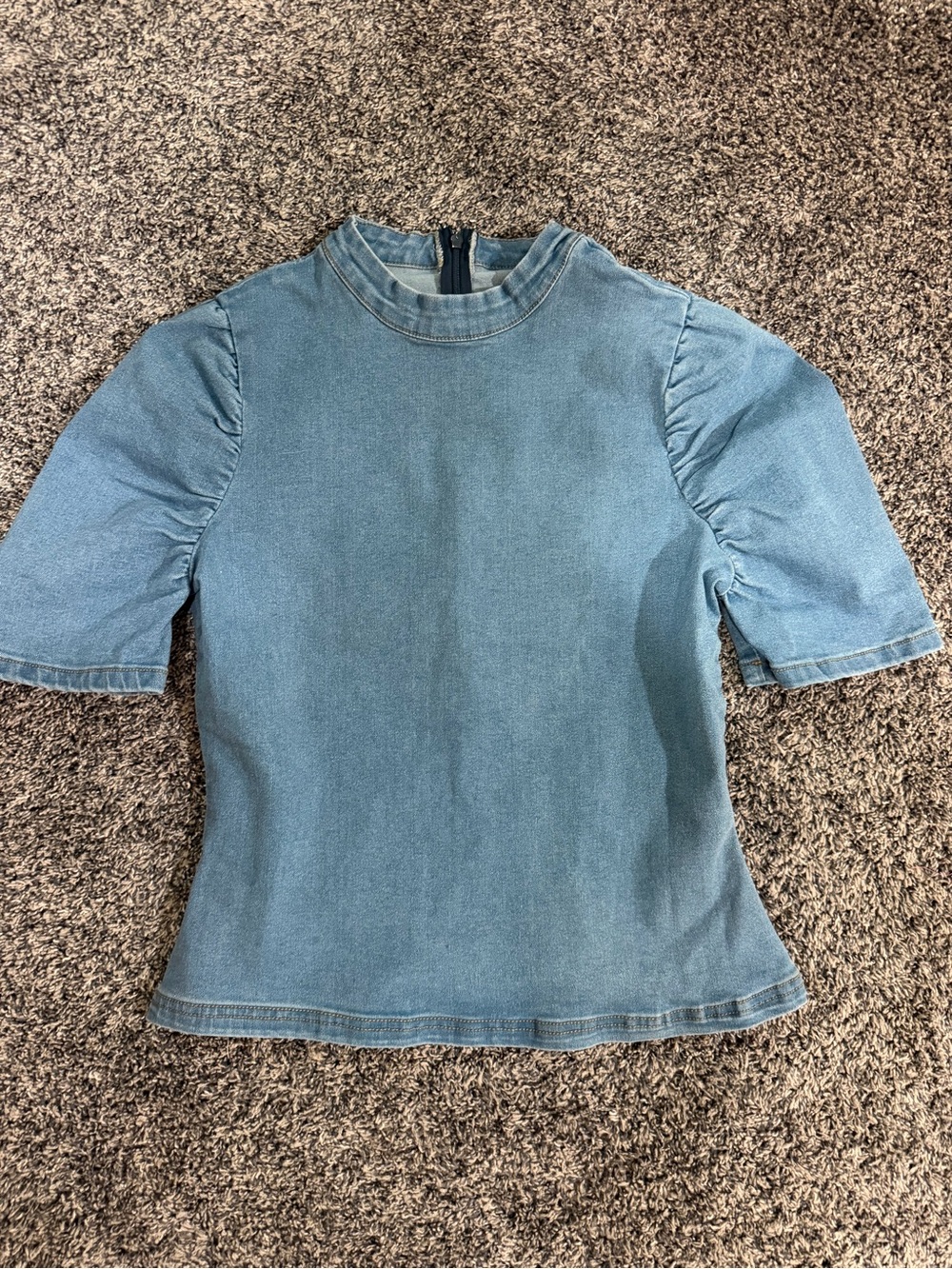 SHEIN Light Blue Short Sleeve Denim Tee